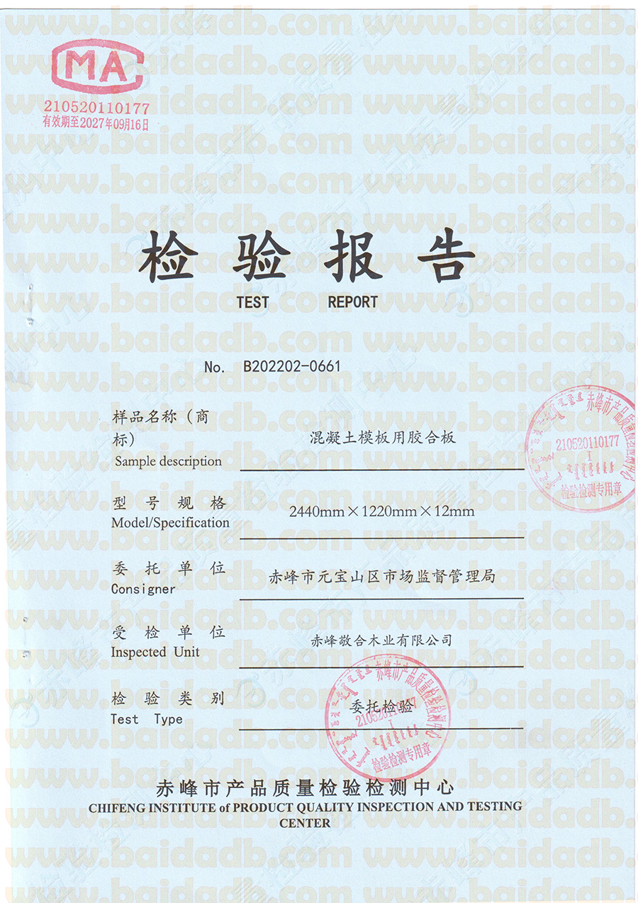胶合板检验报告 - 第1页